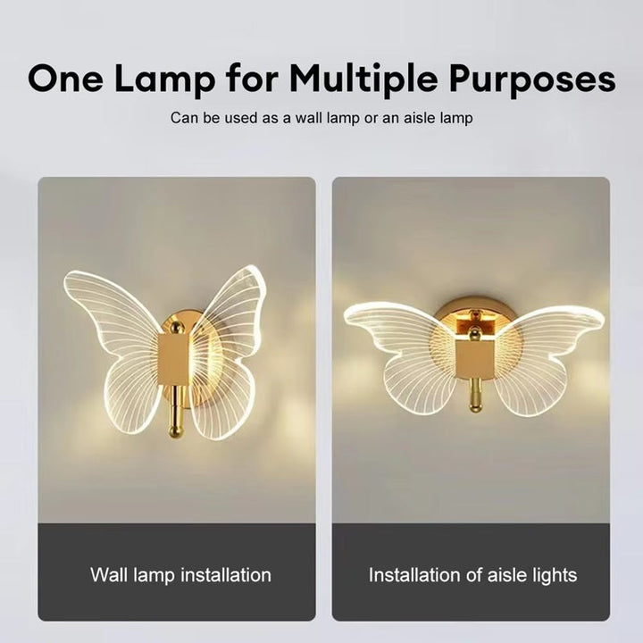 Butterfly LED Wall Lamp Acrylic | Tricolour Dimmable Lighting, Plug-In Installation | Energy-Saving Ambient Glow 4