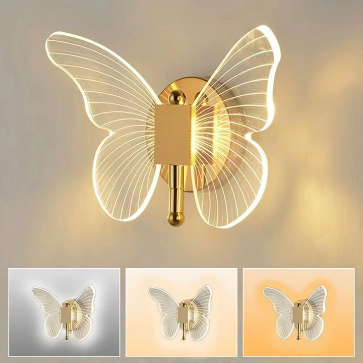 Butterfly LED Wall Lamp Acrylic | Tricolour Dimmable Lighting, Plug-In Installation | Energy-Saving Ambient Glow 3