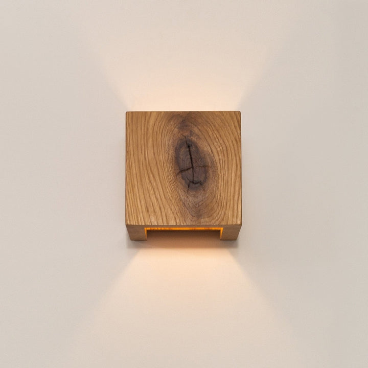 Solid Oak Wall Light 125 x 125 x 125 mm | Scandinavian Minimalist Design | Dimmable Warm White Glow, Handcrafted 7