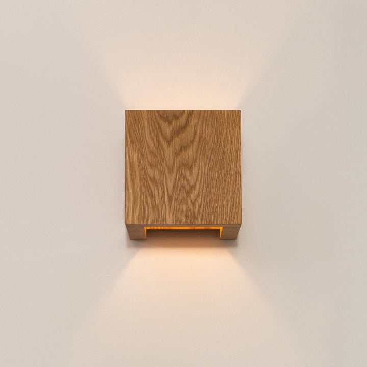 Solid Oak Wall Light 125 x 125 x 125 mm | Scandinavian Minimalist Design | Dimmable Warm White Glow, Handcrafted 1
