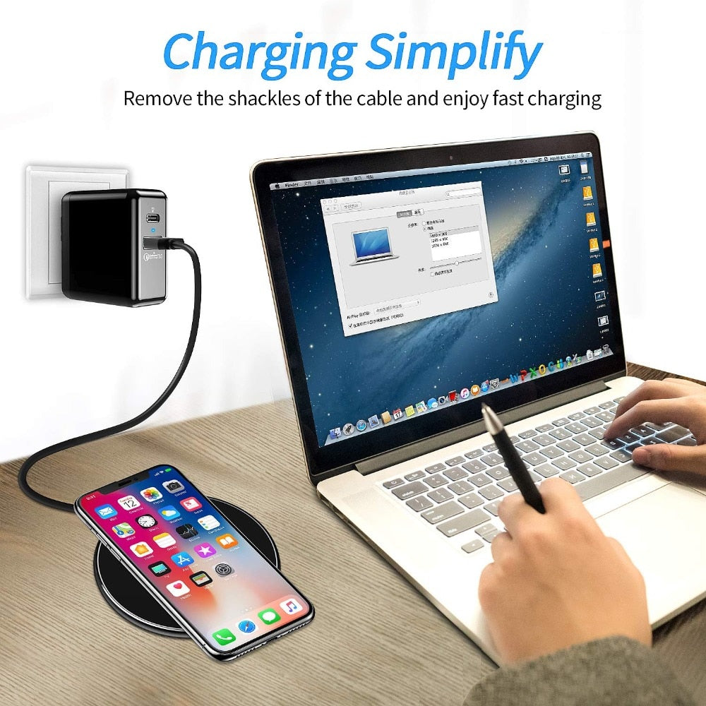 Round Wireless Charging Pad 30 W LED Status Ring Qi 3