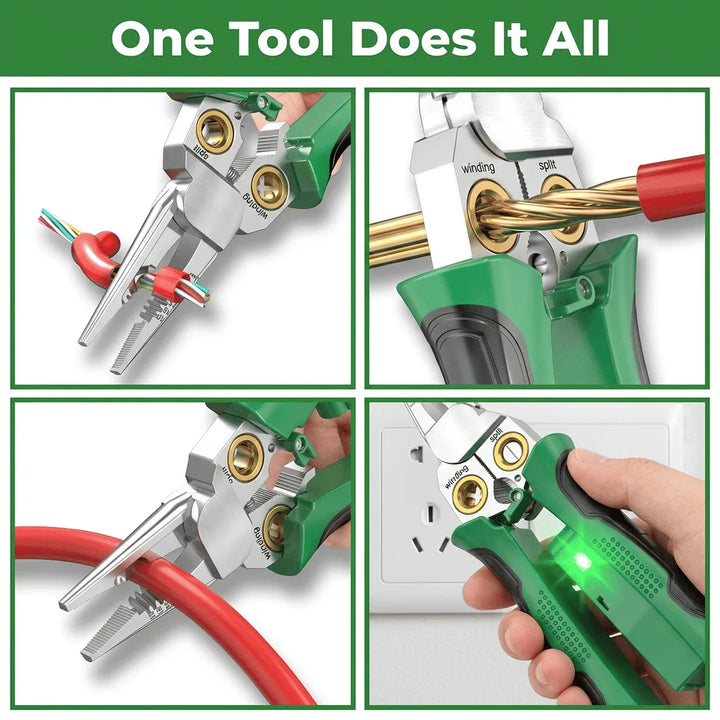 Wire Stripper Pliers Stainless Steel | 8-in-1 Multifunction with Voltage Tester | Cuts, Strips and Pulls Wire up to AWG 18-6 6